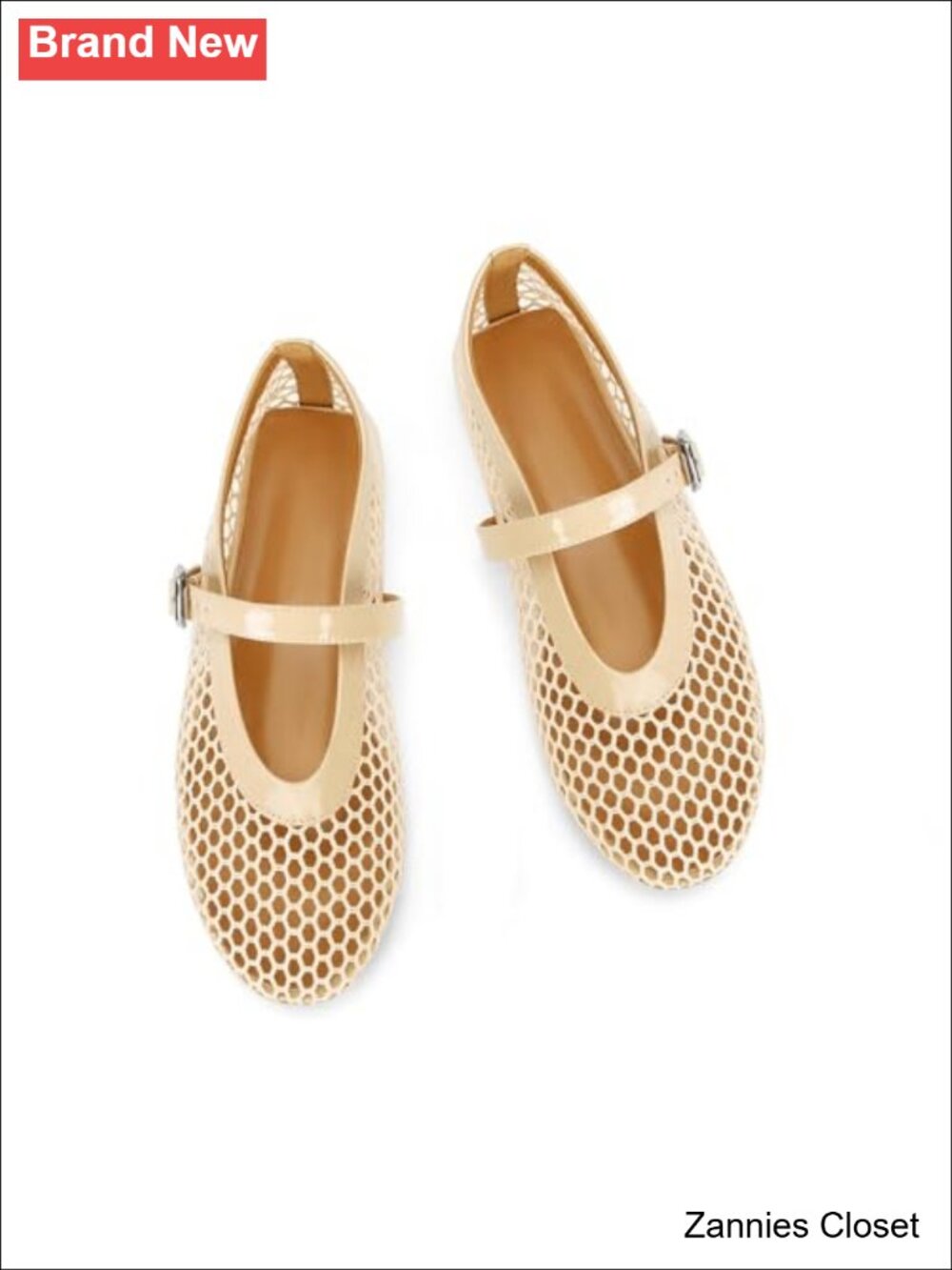 ✨ Mesh Ballet Flats Womens Buckle Strap Comfy Casual Office Fishnet Ballerina - Picture 3 of 6